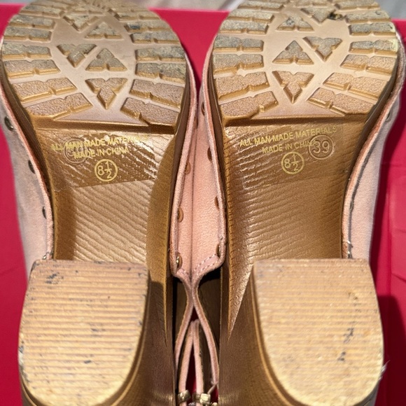 Nature Breeze Pink Chunky Block Heel Mules Stud Details Faux Suede Size 8.5 - Picture 7 of 12